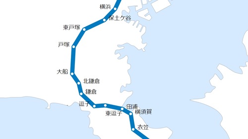 Sample image with only the JR Yokosuka Line highlighted.