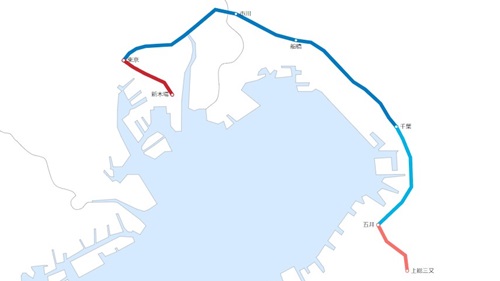 大阪の乗り換え路線図のイメージ