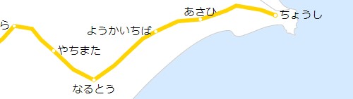 Sample of displaying station names in Hiragana